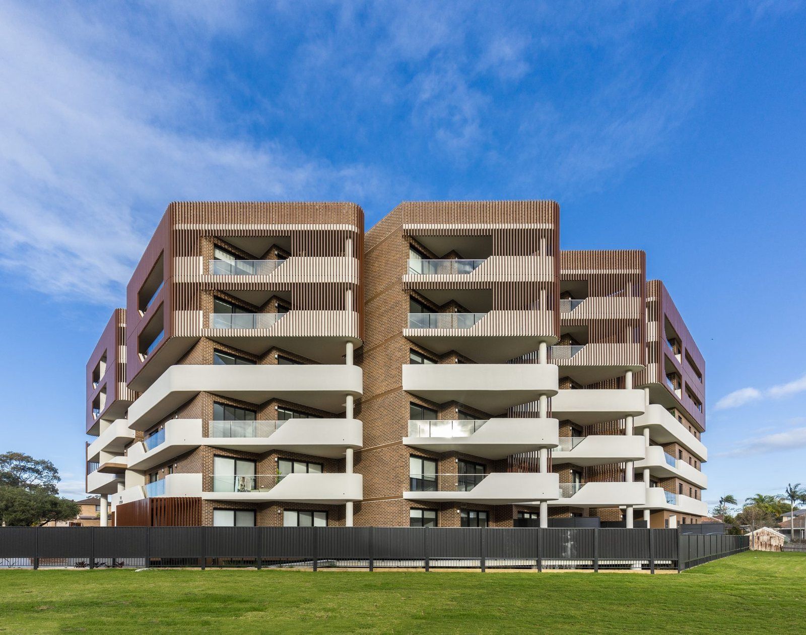 The Atrium, a six-level apartment building on Balmoral Street, Blacktown, on a sunny day